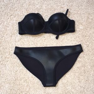 Sexy black neoprene bathing suit